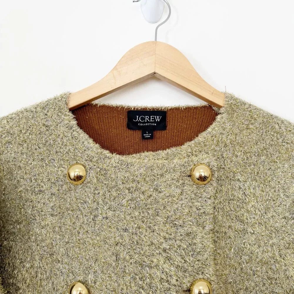 J. Crew Collection Gold Oversized Double Faced Metallic Jacket Sz L